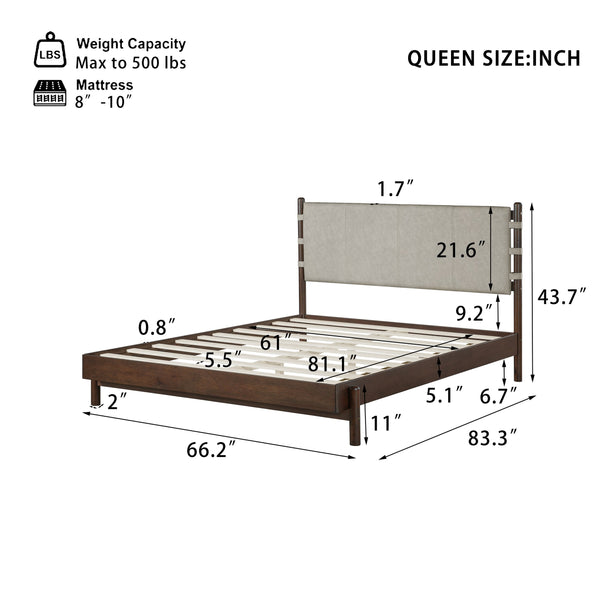 English Elm Christopher Knight Home® - Premium Rubber Wood Platform Bed Frame - Stylish Queen Bed With Elegant Headboard In Walnut & Grey N770P288638D_N770P288639D