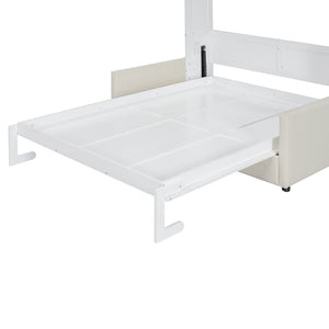 English Elm Full Size Murphy Wall Bed with Integrated Linen Sofa for Studio or Guest Room White LP000890AAK-1