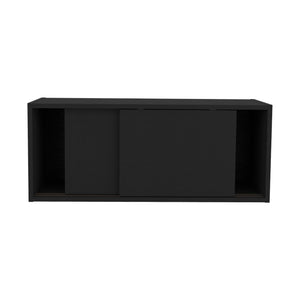 English Elm Wall Engineered Wood Cabinet with Single Door and Two Shelves for Kitchen Storage, Modern Durable Design Black 33.86 L x 14.17 W x 3.54 H B097P250893