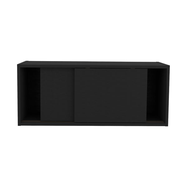 English Elm Wall Engineered Wood Cabinet with Single Door and Two Shelves for Kitchen Storage, Modern Durable Design Black 33.86 L x 14.17 W x 3.54 H B097P250893
