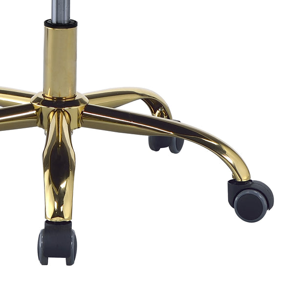 English Elm Levian Cream Velvet Office Chair with Gold Base, 360° Swivel, Adjustable Height, Tufted Comfort B2726P266289