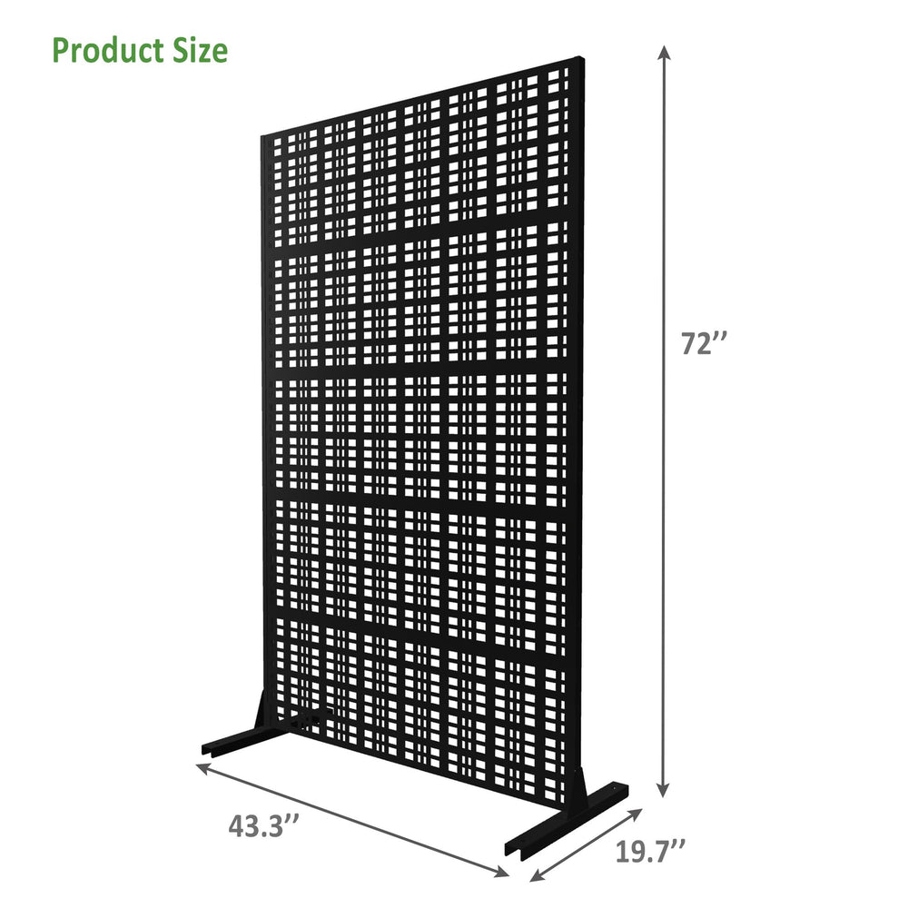 English Elm Metal Grid Privacy Screen Freestanding Powder Coated Divider for Patio or Balcony W1586P455078