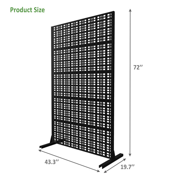 English Elm Metal Grid Privacy Screen Freestanding Powder Coated Divider for Patio or Balcony W1586P455078