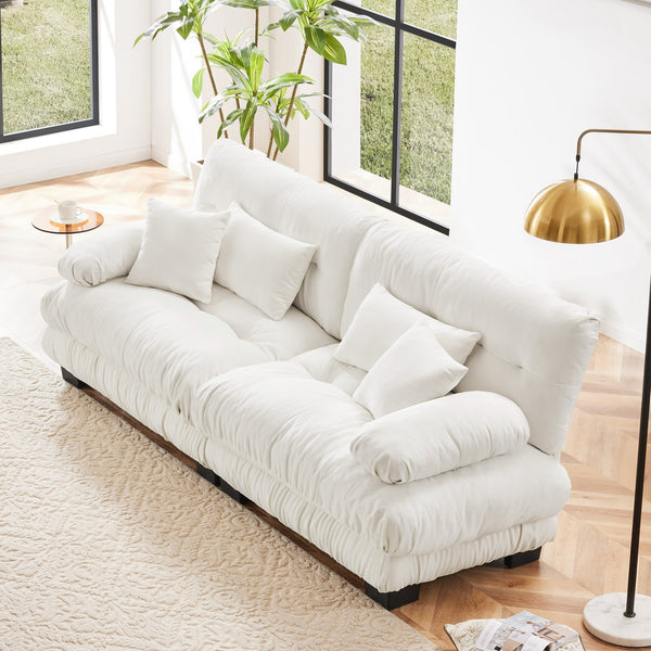English Elm Cloud 2-Seater Chenille Sofa - Elegant Comfort With Lumbar & Throw Pillows For Stylish Living Rooms W714S00998