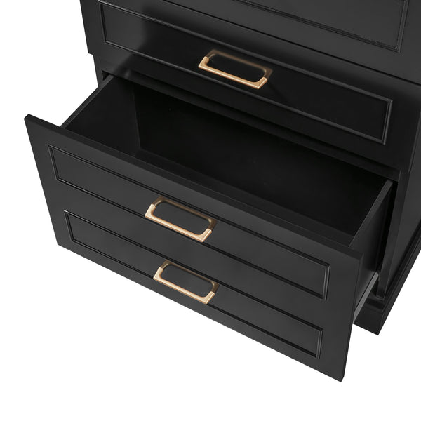 English Elm 72.2'' Tall Freestanding Bathroom Cabinet with 3 Drawers, Adjustable Shelf, Soft-Close Doors, Modern Elegant Design Black N729P296769B