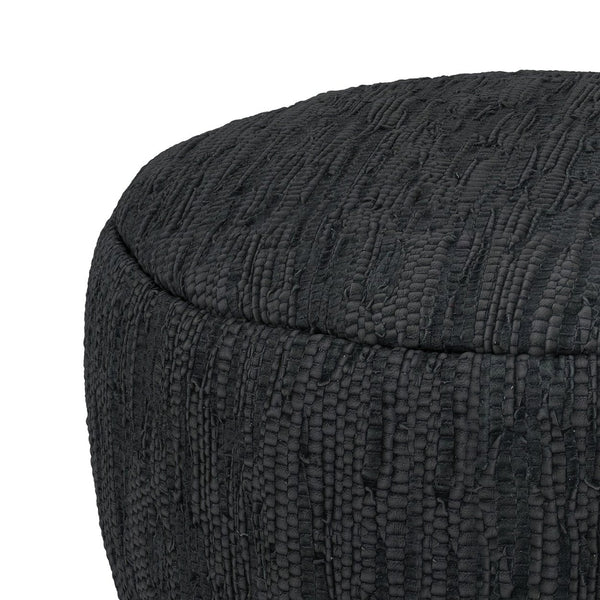 English Elm Fredrik Round Buffalo Leather Pouf Bohemian Footrest or Extra Seat for Living Room B136P427588