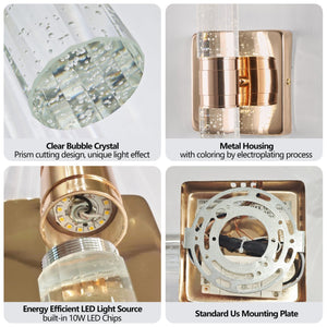 English Elm 17"(H) Contemporary Crystal Wall Light with Bubble Accents, 2-Light LED Sconce for Modern Spaces Gold W1340P225797