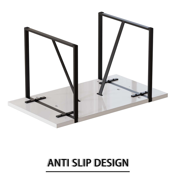 English Elm 55 Modern 4-Person MDF Dining Table Set with Sturdy Black Metal Legs and Padded PU Chairs for Families Blue,White W2189S00730