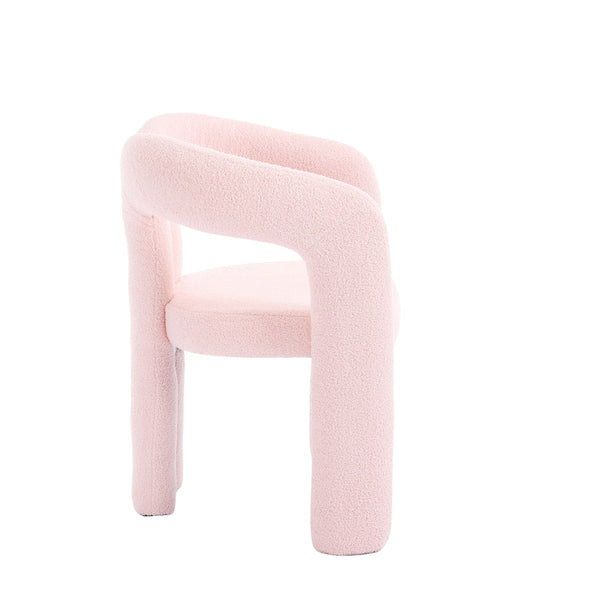 English Elm Contemporary Velvet Upholstered Barrel Accent Chair with Curved Support, Foam Seat, Steel Frame Finish Pink W395P224758