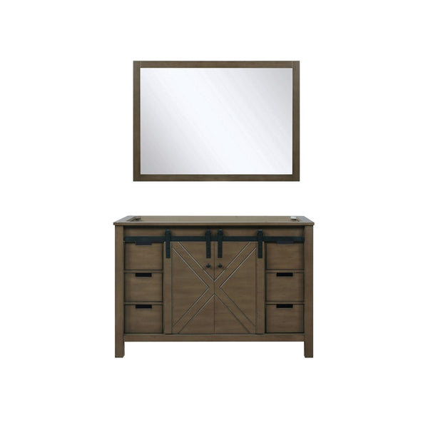 English Elm Rustic Brown Bath Vanity Set With 48" Cabinet & 44" Mirror - Farmhouse Charm & Ample Storage! B2731S00529-GIGA