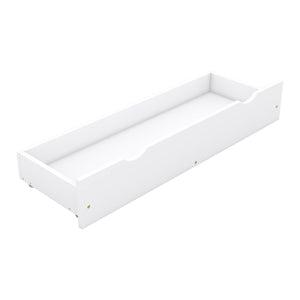English Elm Wood Queen Size House Platform Bed with Guardrail and 2 Drawers — Charming Kids’ Playful Storage Bedframe White GX000726AAK