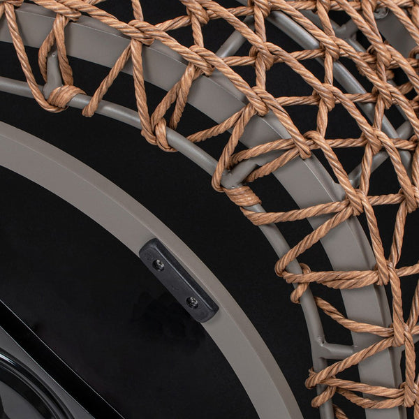 English Elm Jennifer Taylor Home - Willow Luxurious 35.5" Deep Seating Patio Armchair with Golden Brown Wicker Frame and Wheat Beige Olefin Upholstery B2719P305699