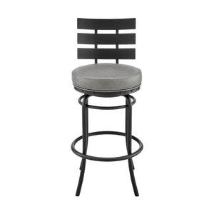 English Elm Piren Swivel Bar Stool In Black Frame With Gray Faux Leather For Stylish Kitchen Or Dining Comfort B2736P268568-GIGA
