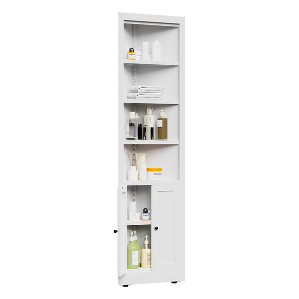 English Elm 71" Tall Corner Metal Cabinet with 5 Tiers Adjustable Shelves for Pantry or Bath W2735P428813