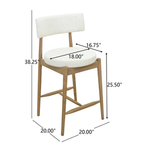 English Elm Christopher Knight Home® - Mid Century Modern Counter Stools Set Of 2 - Natural Wood & Beige Upholstered Comfort Design N771P205427A