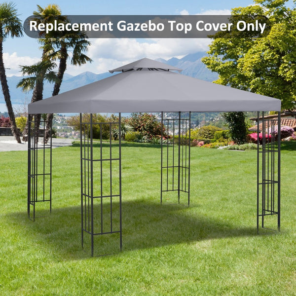 English Elm Outsunny 9.8' X 9.8' Replacement Canopy - Stylish Two-Tier Uv Cover For Outdoor Gazebo Models 01-0153 W2225P174189-GIGA