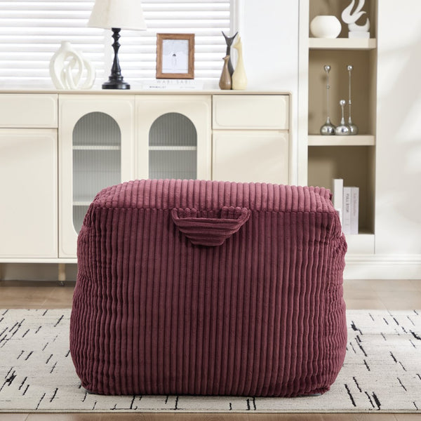 English Elm Big Corduroy Lounger Bean Bag with Ottoman Memory Foam Fill for Living Room Wine Red W395P435354