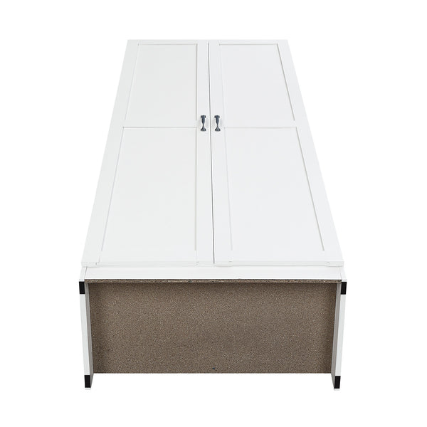 English Elm Cornelia White Storage Cabinet 71" Tall MDF with 7 Adjustable Shelves, Soft-Close Doors & Handles B365P397856