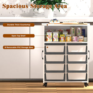 English Elm Kitchen Island With Wheels - Compact Mobile Cart For Crafting, Coffee, And Smart Storage Solutions W3062P289219