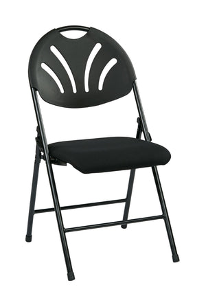 OSP Home Furnishings Folding Chair with Ventilated Fan Back Padded Mesh Seat for Events and Offices Black FC8100NP-3