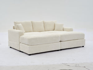 English Elm Modern Sectional Couch - Cozy 2-Piece Corduroy Slipcovers With Throw Pillows For Stylish Living Spaces W2915S00030