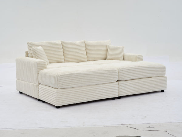 English Elm Modern Sectional Couch - Cozy 2-Piece Corduroy Slipcovers With Throw Pillows For Stylish Living Spaces W2915S00030