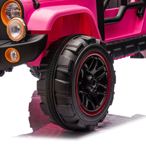 English Elm 24v Kids Electric Ride on Car with Parental Remote Rear Suspension and Bluetooth Audio Pink W1578P228744