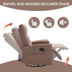 English Elm Manual Swivel Rocker Recliner Fabric Chair with 360 Degree Rotation for Living Room W3224P289292
