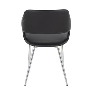 English Elm Margarite Contemporary Dining Chairs - Set Of 2, Sleek Chrome & Black Faux Leather Accent Seating B202S01273