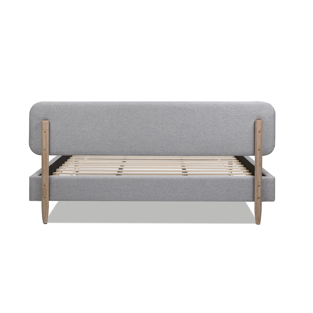 English Elm Jennifer Taylor Home - Diego King Low Upholstered Platform Bed In Light Grey - Modern Elegance With Natural Wood Legs B2719P238662
