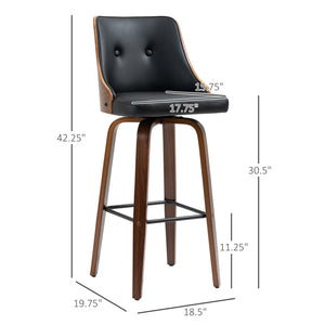 English Elm Homcom Stylish Pu Leather Swivel Bar Stools - Set Of 2 With Footrest & Tufted Back For Comfort W2225P217133