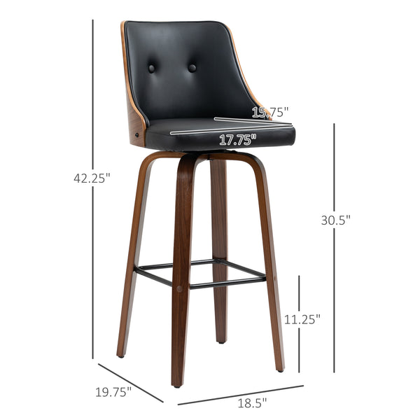 English Elm Homcom Stylish Pu Leather Swivel Bar Stools - Set Of 2 With Footrest & Tufted Back For Comfort W2225P217133