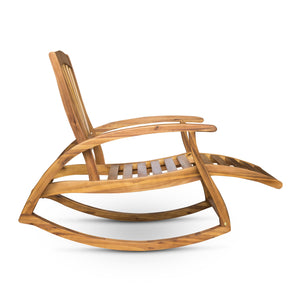 English Elm Christopher Knight Home® - Outdoor Acacia Wood Rocking Chair with Retractable Footrest, Durable Weather-Resistant Porch Patio Seating Comfortably Teak 63337.00