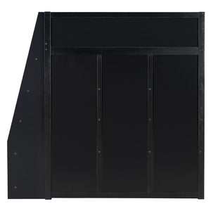 English Elm Full Size Wood Loft Bed with Rgb Lighting Desk and Multi-tier Shelves for Gaming Green LT000374AAG