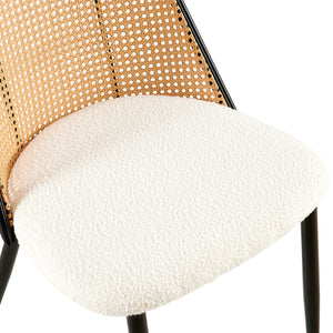 English Elm Off White Rattan Dining Chairs Set Of 2 - Modern Boucle Upholstered Chairs For Dining & Living Spaces W1164P218677