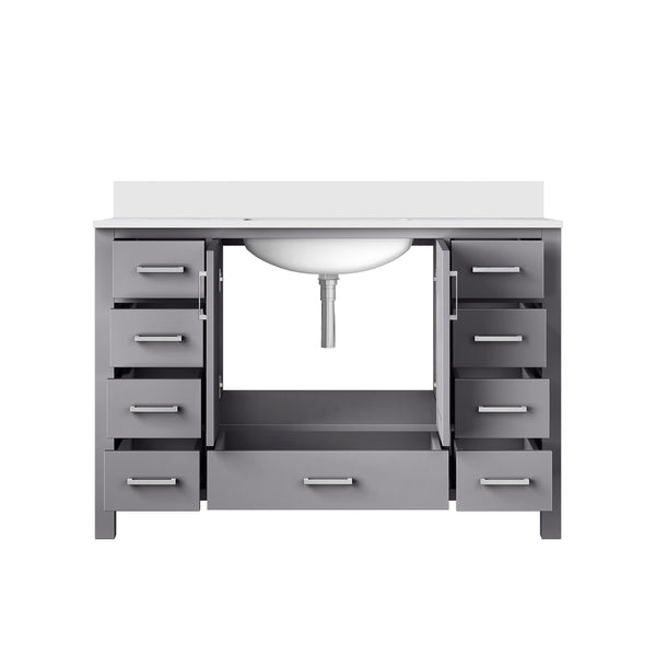 English Elm Dark Grey Solid Wood Bath Vanity 48" W x 22" D with Cultured Marble Top, Soft-Close Drawers & Storage B2731P259067