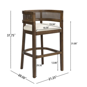 English Elm Christopher Knight Home® - Wood Upholstered Arm Bar Stools Set Of 2 - Beige & Walnut, Stylish Comfort For Modern Dining Spaces N771P265581T