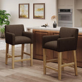 Christopher Knight Home® - Noble House - - Set Of 2 Upholstered 26 Inch Counter Stool - Brown/Weathered Brown