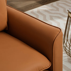 English Elm TS Cat paw leather upholstered sofa modern Nordic retro lounge chair with breathable faux-leather comfort pillows Brown W2311P345746