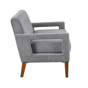 English Elm Modern Belfort Living Room 2pc Set Loveseat and Chair in Chenille with Reversible Cushions, Walnut Legs, Easy Care Gray 55.5 L x 29.25 W x 17.5 H B011S01691