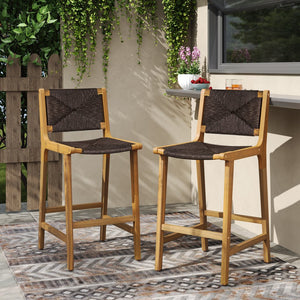 English Elm Christopher Knight Home® - Acacia Wood Outdoor Armless Barstool Set Of 2 - Stylish Teak Finish For Coastal Patio Charm N772P265278T