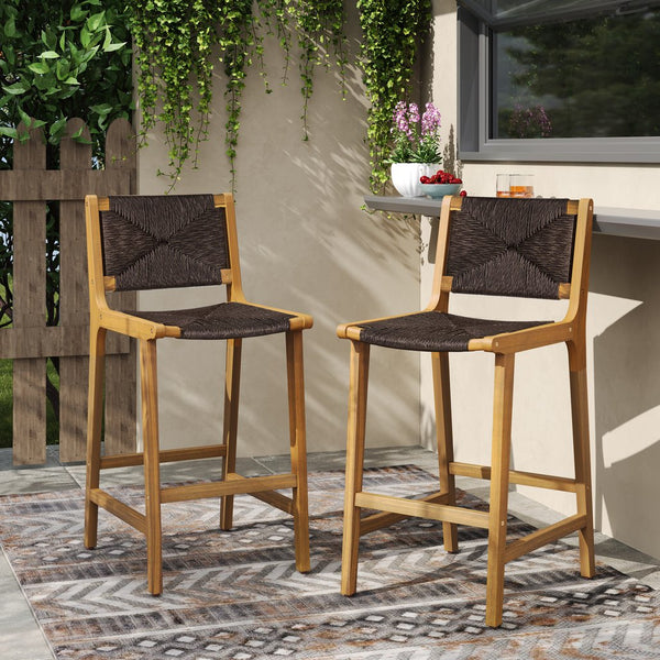 English Elm Christopher Knight Home® - Acacia Wood Outdoor Armless Barstool Set Of 2 - Stylish Teak Finish For Coastal Patio Charm N772P265278T