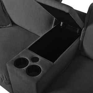 English Elm Modular Cloud Sofa Chenille L-shape with Storage Cup Holders and Usb for Living Room W3163S00108