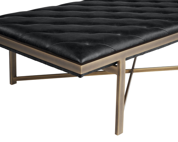 Sunpan Kayla Bench - Opulent Transitional Design with Tufted Upholstery and Elegant X-Base Frame Vintage Black