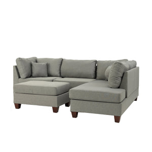 English Elm Reversible Polyfiber Sectional with Cocktail Ottoman Pillow Back Linen Look Sofa Set B016S00003