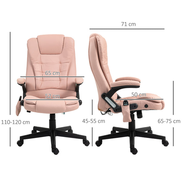 English Elm HOMCOM High-Back Executive Massage Chair with 6-Point Vibration, Lumbar Heat, Recline & Remote Pink W2225P250025