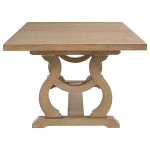 English Elm Fremont Trestle Rectangular Dining Table with Distressed Hardwood and Extension Leaf B062S00831