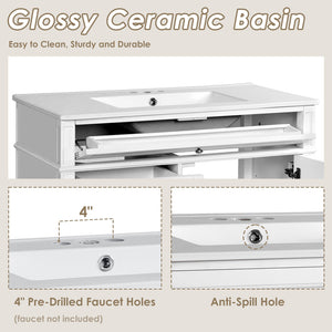 English Elm 36'' Modern Bathroom Vanity With Ceramic Sink, Soft-Close Drawers, Ample Storage & Elegant Design N710P230246K