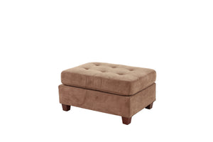 English Elm Cocktail Waffle Suede Ottoman in Truffle with Tufted Cushion, Plush 36"x26"x20" Accent Seat Hardwood Base B01152305