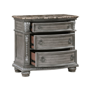 English Elm Traditional Rachelle Nightstand with 3 Drawers Weathered Pecan Finish Turned Feet Metal Drop Hardware Gray 37.25 L x 22.25 W x 33.5 H B011P186803